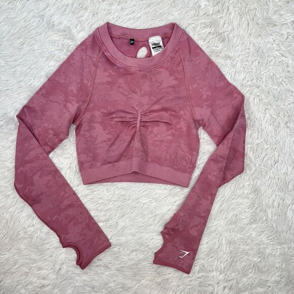 Gymshark Tops - Gymshark Long Sleeve Women's Pink Pullover Crop Top Workout‎ Gym Size Small